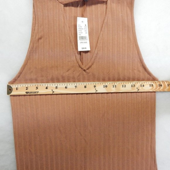 Kendall & Kylie Womens Body Con Mock Turtleneck Midi Sleeveless Dress Tan Size L - Picture 4 of 9